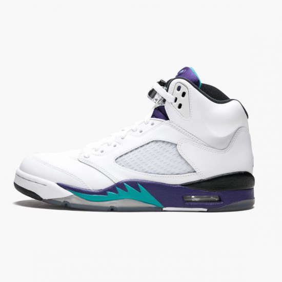 Mens Nike Jordan 5 Retro Grape White/New Emerald Grp Ice Blk Jordan Shoes