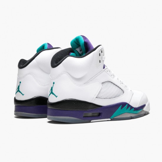 Mens Nike Jordan 5 Retro Grape White/New Emerald Grp Ice Blk Jordan Shoes