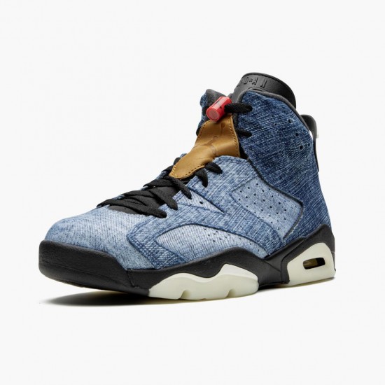 Womens/Mens Nike Jordan 6 Retro Washed Denim Black Sail/Varsity Red/Black Jordan Shoes