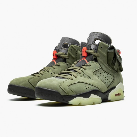 Womens/Mens Travis Scott x Nike Jordan 6 Retro Olive Medium Olive/Black Sail/Univer Black Jordan Shoes