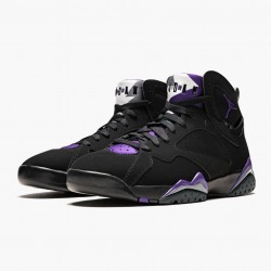 Men's Nike Jordan 7 Retro Ray Allen Black Fierce Purpler Dark Stee Black/Fierce Purple-Dark Grey Steel Jordan Shoes