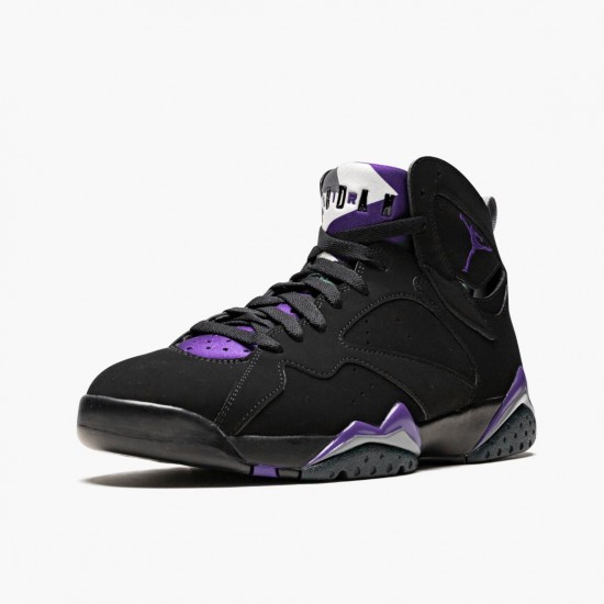 Mens Nike Jordan 7 Retro Ray Allen Black Fierce Purpler Dark Stee Black/Fierce Purple-Dark Grey Steel Jordan Shoes