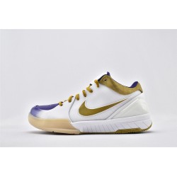 Nike Kobe 4 Black Mamba Mens White Metallic Gold Vrsty Prpl Shoes 344335 171 