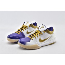 Nike Kobe 4 Black Mamba Mens White Metallic Gold Vrsty Prpl Shoes 344335 171 