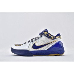 Nike Kobe 4 Black Mamba NBA Final MVP Home White Blue Gold Basketball Shoes Mens 354187 141 