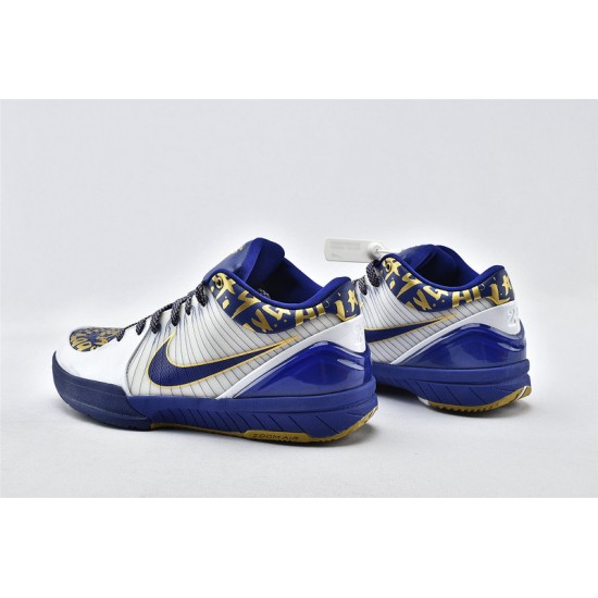 Nike Kobe 4 Black Mamba NBA Final MVP Home White Blue Gold Basketball Shoes Mens 354187 141