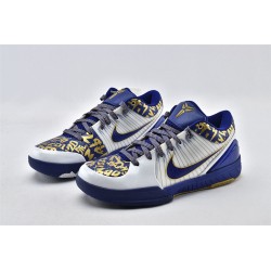 Nike Kobe 4 Black Mamba NBA Final MVP Home White Blue Gold Basketball Shoes Mens 354187 141 