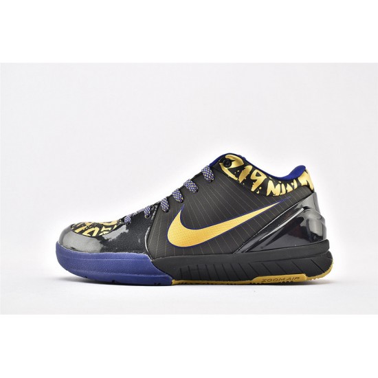 Nike Kobe 4 Black Mamba NBA NBA Final MVP Away Black Blue Gold Basketball Shoes Mens 354187 001