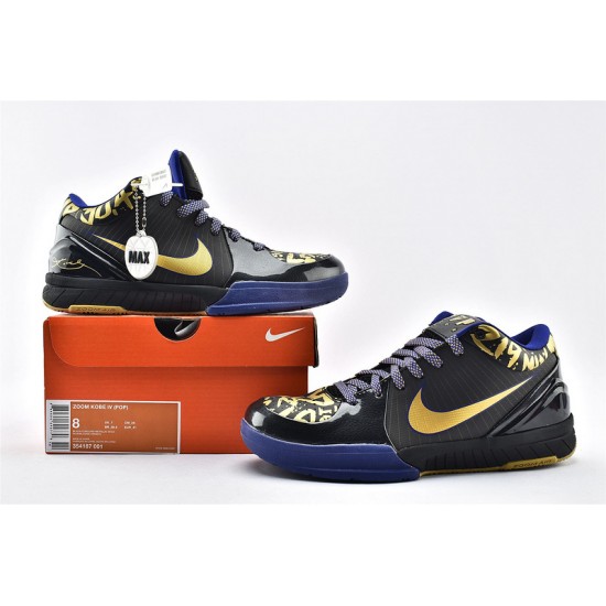 Nike Kobe 4 Black Mamba NBA NBA Final MVP Away Black Blue Gold Basketball Shoes Mens 354187 001