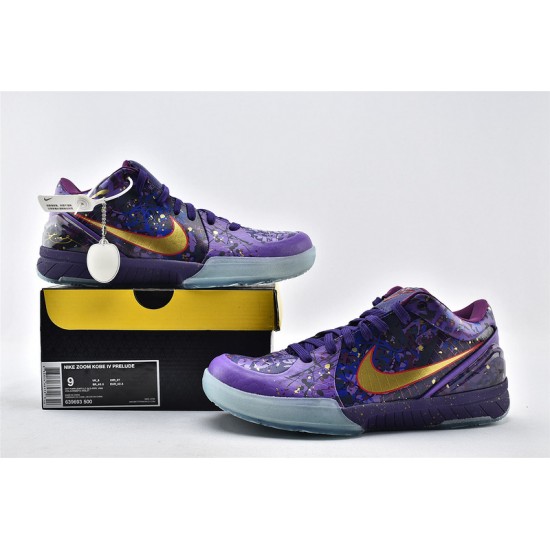 Nike Kobe 4 zoom Prelude Crt Purple Prpl Gold Vnm Metallic Mens Basketball Shoes 639693 500