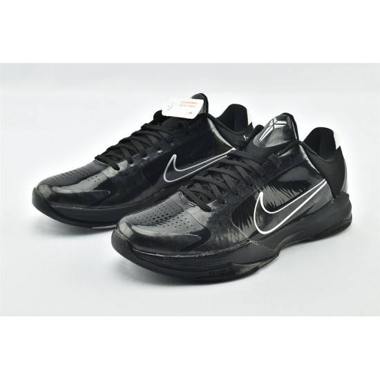 Nike Kobe 5 Black Mamba Mens Black Out Mtllc Slvr Drk Gry Basketball Shoes 386429 003