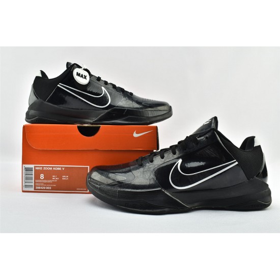 Nike Kobe 5 Black Mamba Mens Black Out Mtllc Slvr Drk Gry Basketball Shoes 386429 003