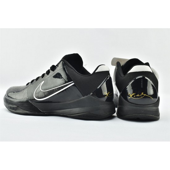 Nike Kobe 5 Black Mamba Mens Black Out Mtllc Slvr Drk Gry Basketball Shoes 386429 003