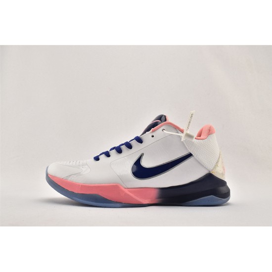 Nike Kobe 5 Black Mamba Mens Protro White Pink Blue Basektball Shoes CD4991 600