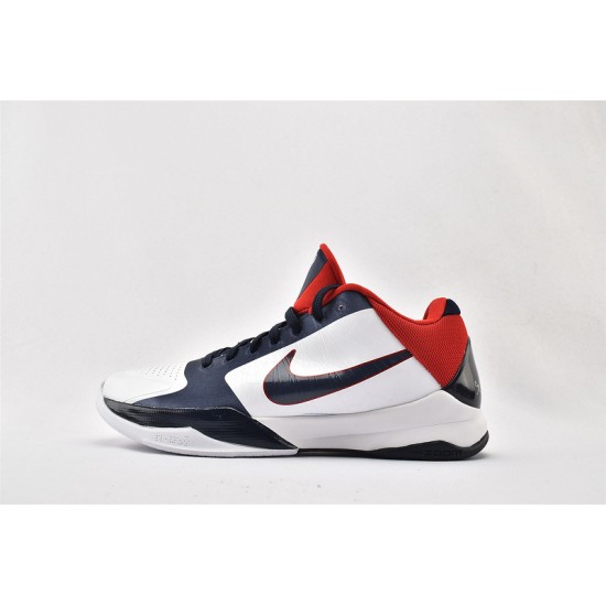 Nike Kobe 5 Black Mamba Mens White Obsidian Sport Red Basketball Shoes 386430 103