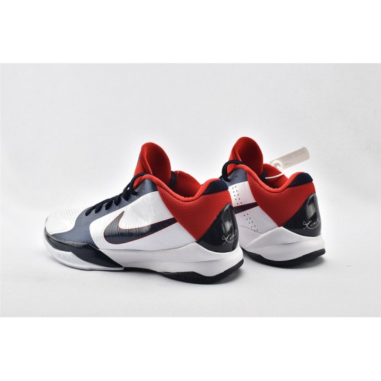 Nike Kobe 5 Black Mamba Mens White Obsidian Sport Red Basketball Shoes 386430 103