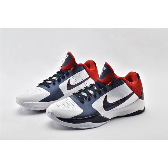 Nike Kobe 5 Black Mamba Mens White Obsidian Sport Red Basketball Shoes 386430 103