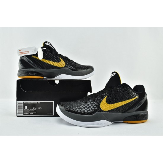 Nike Kobe 6 Black Mamba Black Del Sol Metallic Gold Mens Basketball Shoes 436311 002