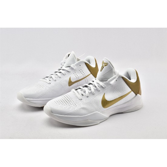 Nike Zoom Kobe 5 Big Stage Home Summit Gold White Metallic White Mtllc Mens Basketball Shoes 386429 108