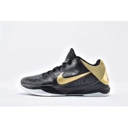 Nike Zoom Kobe 5 Black Metallic Gold White Basketball Shoes Mens 386429 008 