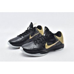 Nike Zoom Kobe 5 Black Metallic Gold White Basketball Shoes Mens 386429 008 