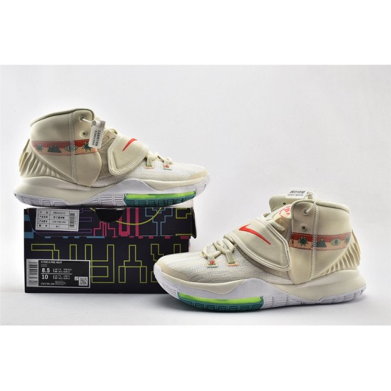 Nike Kyrie 6 N7 Light Cream Flash Crimson Sail Basketball Shoes Mens CW1785 200