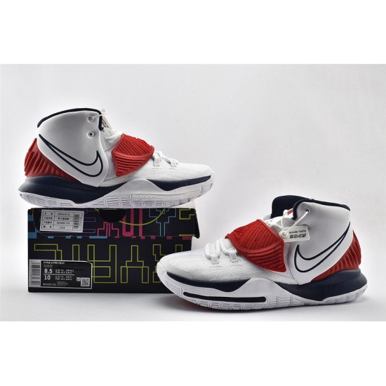 Nike Kyrie 6 White Red Blue Basketball Shoes Mens BQ4630 102