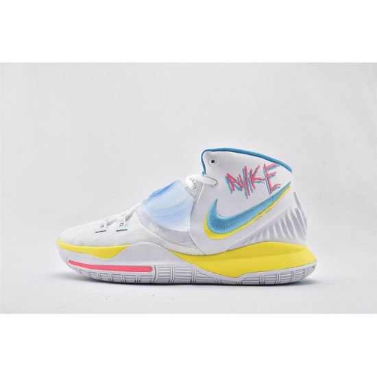 Nike Zoom Kyrie 6 EP Neon Graffiti White Blue Fury Opti Yellow Basketball Shoes Mens BQ4631 101