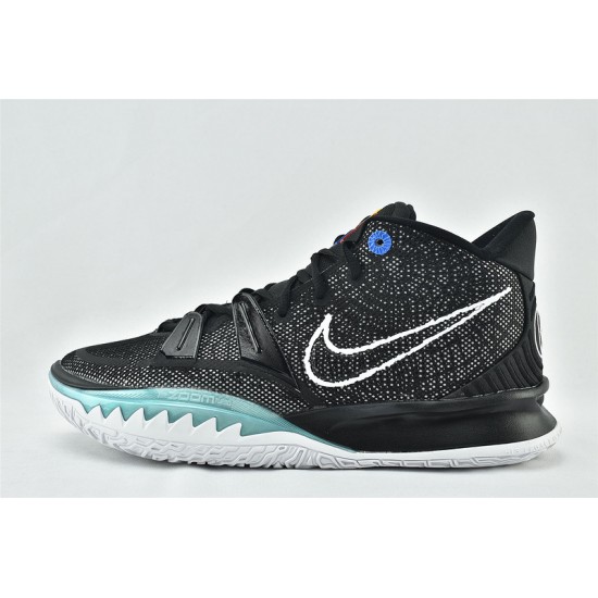 Nike Zoom Kyrie 7 Mens EP Black White Blue Basketball Shoes CQ9327 002