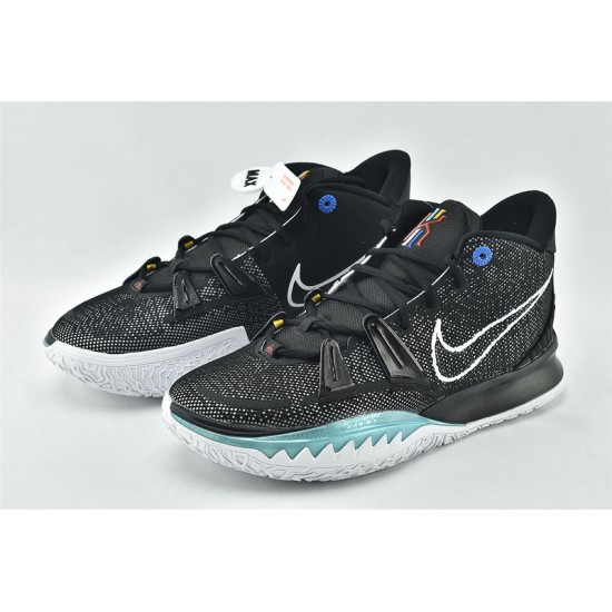 Nike Zoom Kyrie 7 Mens EP Black White Blue Basketball Shoes CQ9327 002