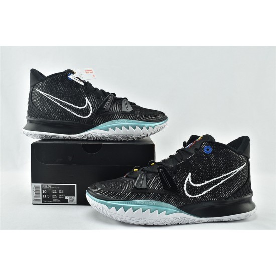 Nike Zoom Kyrie 7 Mens EP Black White Blue Basketball Shoes CQ9327 002