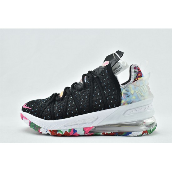 Nike Lebron 18 Black Pink White Multi Color Basketball Shoes Mens CQ9283 002