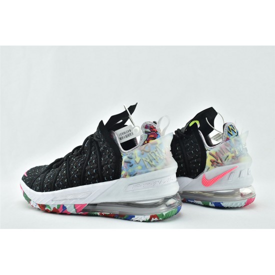 Nike Lebron 18 Black Pink White Multi Color Basketball Shoes Mens CQ9283 002