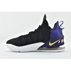 Nike Lebron 18 Mens Lakers Black Metallic Gold Court Purple White Basketball Shoes cq9284 004 