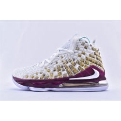 Nike Zoom Lebron 17 Battleknit 2.0 White Purple Gold Shoes Basketball Shoes BQ3177 919 